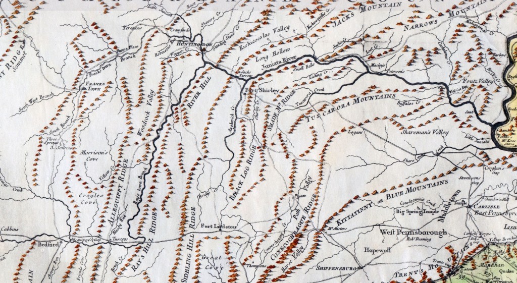 Early Map of terrain and Forbes Road, South Central PA