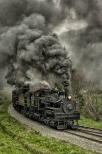Runaway Steam Locomotive -- full load of coal freight